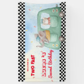 Zwei schnelle Elephant Race Car 2. HBD Party Banner (Vertikal)