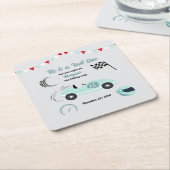 Zwei schnelle festliche blaue Rennwagen zum Geburt Rechteckiger Pappuntersetzer (angewinkelt)