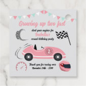 Zwei schnelle festliche rosa Rennwagen zum Geburts Geschenkanhänger (Rückseite)