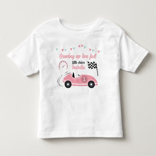 Zwei schnelle festliche rosa Rennwagen zum Geburts Kleinkind T-shirt (Vorderseite)