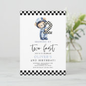 Zwei schnelle Geburtstagsjunge Einladung (Stehend Vorderseite)