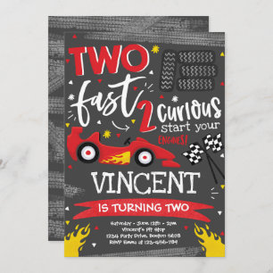Zwei schnelle Geburtstagsparty Red Race Car 2. Geb Einladung