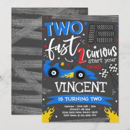Zwei schnelle Geburtstagsparty Red Race Car 2. Geb Einladung