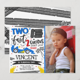 Zwei schnelle Geburtstagsparty Red Race Car 2. Geb Einladung