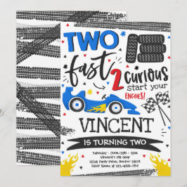 Zwei schnelle Geburtstagsparty Red Race Car 2. Geb Einladung