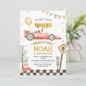 Zwei Schnelle Geburtstagsrennen Einladung (Stehend Vorderseite)