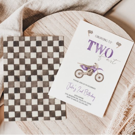 ZWEI Schnelle Lila Bike Einladung Geburtstag