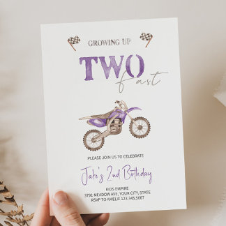 ZWEI Schnelle Lila Bike Einladung Geburtstag