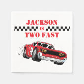 Zwei schnelle moderne Red Race Car Boy 2. Geburtst Serviette (Vorderseite)