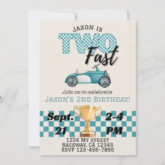 Zwei schnelle, Racecar Thema Geburtstag Einladung