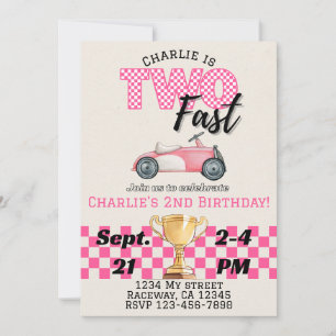 Zwei schnelle, Racecar Thema Geburtstag Einladung 