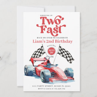 Zwei Schnelle Racing Boy Red Race Car Geburtstagsp Einladung