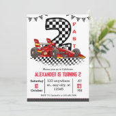 Zwei schnelle Red Race Birthday Boy Einladung (Stehend Vorderseite)