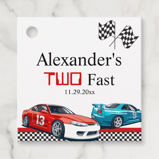 Zwei schnelle Red Race Cars Geschenkanhänger (Vorderseite)