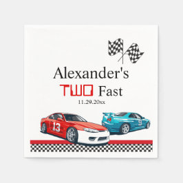 Zwei schnelle Red Race Cars Serviette