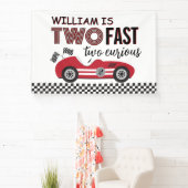 Zwei schnelle Red Racing Car Zweiten Geburtstag Banner (InSitu)