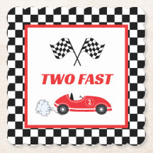 Zwei schnelle Red Retro Rennwagen Thema Junge Gebu