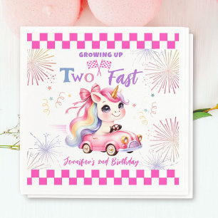 Zwei schnelle Renn rosa Auto Mädchen 2. Geburtstag Serviette