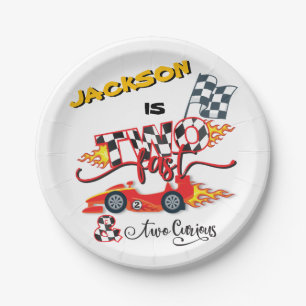 Zwei schnelle Rennwagen 2. Geburtstag Papiertafel Pappteller