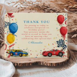 Zwei schnelle Rennwagen am 2. Geburtstag Dankeskarte