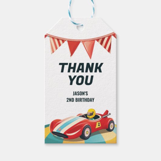 Zwei schnelle Rennwagen am 2. Geburtstag Geschenkanhänger (Vorderseite)