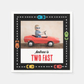 Zwei schnelle Rennwagen-Boys zum Geburtstag Foto Serviette (Vorderseite)