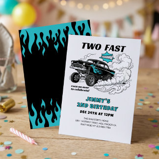 Zwei schnelle Rennwagen 🏁 Gasser 2. Geburtstag Einladung