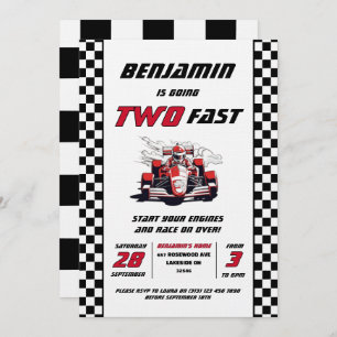 Zwei schnelle Rennwagen Geburtstagsparty Einladung