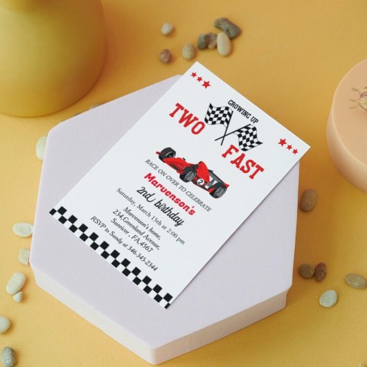 Zwei schnelle Rennwagen Junge 2. Geburtstag Party Einladung