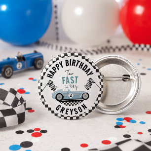 Zwei schnelle Rennwagen-Junge 2. Geburtstagsfeier Button