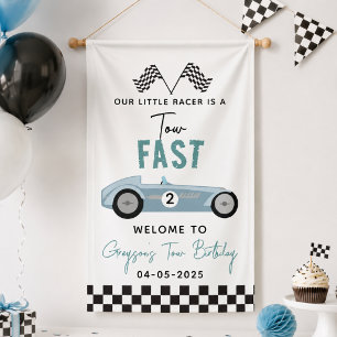 Zwei schnelle Rennwagen-Jungen 2. Geburtstagsfeier Banner