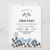 Zwei schnelle Rennwagen Vintag am 2. Geburtstag Einladung (Vorderseite)