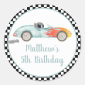 Zwei schnelle Rennwagen zum Geburtstag Runder Aufkleber (Vorderseite)