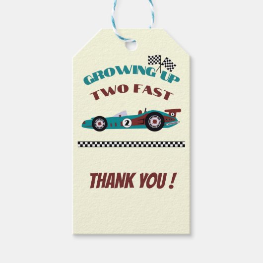 Zwei schnelle Retro Boy Race Car erwachsen Danke Geschenkanhänger (Vorderseite)