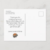 Zwei schnelle Retro Boy Race Car erwachsen Danke Postkarte (Rückseite)