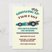 Zwei schnelle Retro-Rennwagen am zweiten Geburtsta Einladung (Vorderseite)