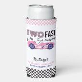 Zwei schnelle, rosa Rennwagen am zweiten Geburtsta Selters Dosenkühler (Seltzer Vorderseite)