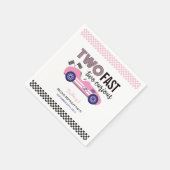 Zwei schnelle, rosa Rennwagen am zweiten Geburtsta Serviette (Ecke)