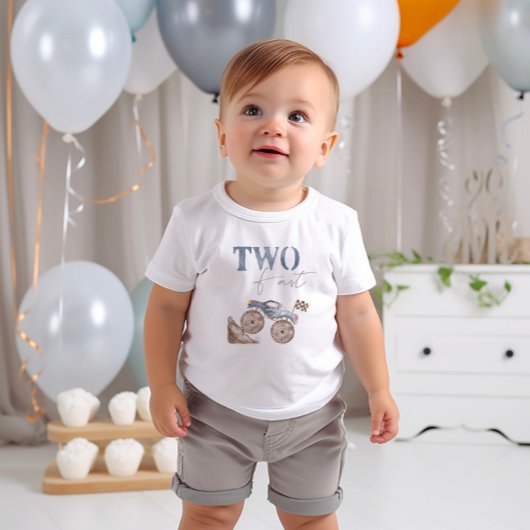 ZWEI Schnelle, trockene Blaue Monster Truck Geburt Kleinkind T-shirt