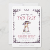 Zwei schnelle Vintage Geburtstagsmädchen wachsen Einladung (Vorderseite)
