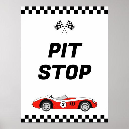 Zwei schnelle Vintage Rennwagen Geburtstag Pit Sto Poster (Vorne)