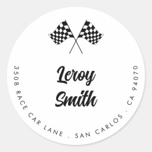 Zwei schnelle Vintage Rennwagen Geburtstag Rücksen Runder Aufkleber