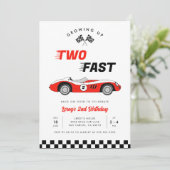 Zwei schnelle Vintage Rennwagen Junge 2. Geburtsta Einladung (Stehend Vorderseite)
