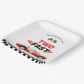 Zwei schnelle Vintage Rennwagen Junge Geburtstag Pappteller (Gewinkelt)