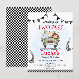 Zwei schnelle wilde Safari-Rennwagen 2. Geburtstag Postkarte