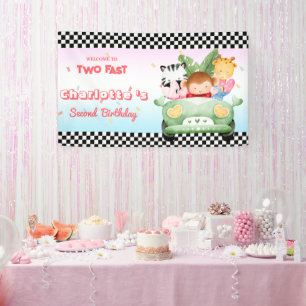 Zwei schnelle Wildtier Dschungel Race Auto 2. HBD Banner