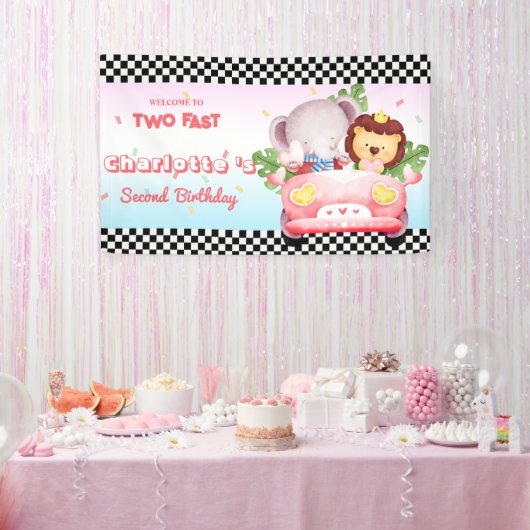 Zwei schnelle Wildtier Dschungel Race Auto 2. HBD Banner (Party)