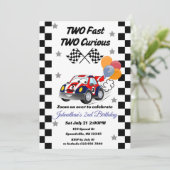 Zwei schnelle zwei kuriose Red Race Car 2. Geburts Einladung (Stehend Vorderseite)