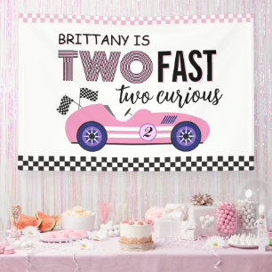 Zwei schnelle zwei neugierige Pink Race Auto Gebur Banner