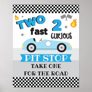 Zwei schnelles 2-Racecar Geburtstagszeichen Poster